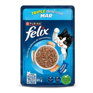 ALIMENTO HUMEDO FELIX 85G TRIPLE DELICIOUS MAR SOBRE