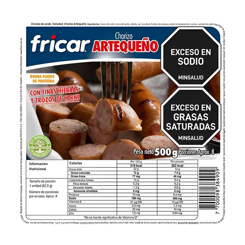 CHORIZO FRICAR ARTEQUEÑO X 500 GRS CHORIZO FRICAR ARTEQUEÑO X 500 GRS