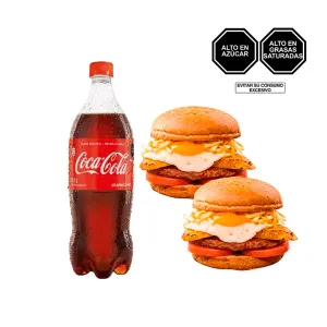 Pack (2 Hamburguesa A Lo Pobre Tambo + 1 Gaseosa Coca Cola X 1Lt)