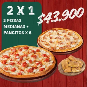 2 Pizzas Medianas + Pancitos x6