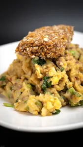 Charquican con tofu apanado