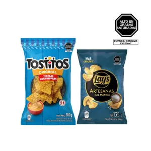 Pack (Papas Lays Artesanas Sal Marina X 135 Gr + Tostitos Salados X 200 Gr)