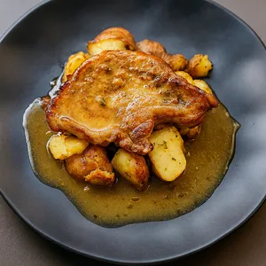 Chuleta al horno con Papas rusticas