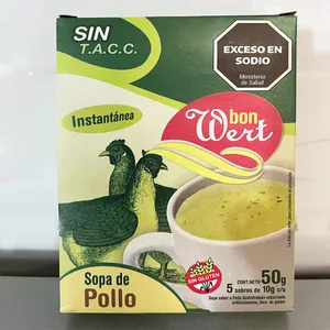 Sopa de pollo instantánea libre de gluten