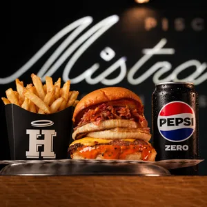 Combo Emmy Burger Simple + Papas Fritas y Bebida 350cc