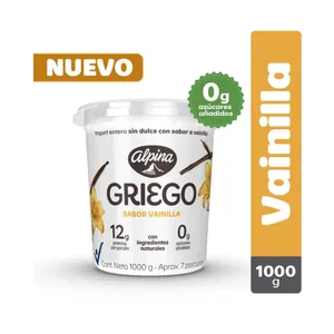 Yogurt griego alpina vainilla x 1000 grs