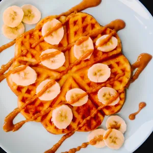 Waffle plátano manjar