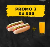 Promo 3: 2 Completos a elección + Jugo / Café / Té