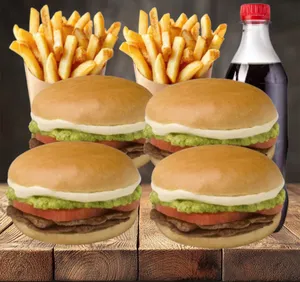 4 Churrascos italianos o barros lucos (elige el que mas te guste) + 4 papas individuales + bebida 1.5lts.