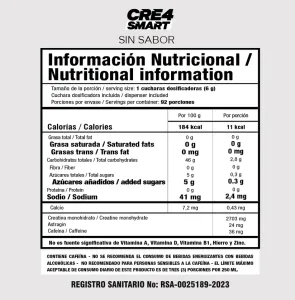 CREATINA CRE4 SMART NUTRITION SIN SABOR 550G
