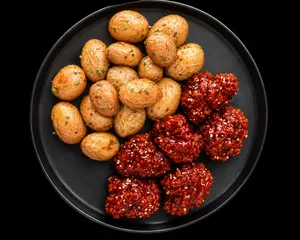Calugas Pollo Frito Estilo Coreanas (4 Opciones) + Papas Baby