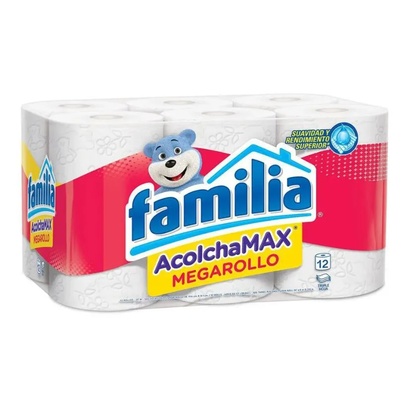 Papel higienico familia acolchamax megarrollo x 12 rollos