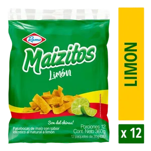 12 PASABOCAS MAIZITOS RAMO LIMON X 30 GRS 12 PASABOCAS MAIZITOS RAMO LIMON X 30 GRS