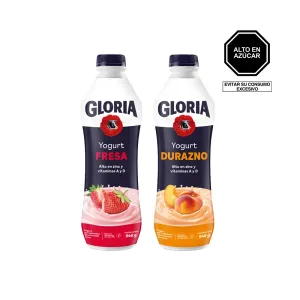 Pack 2 (Yogurt Gloria Fresa 946 Gr y Yogurt Gloria Durazno 946 Gr)