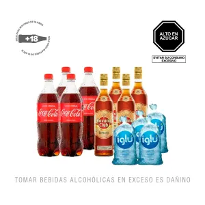 Pack 4 Ron Havana Club Añejo Especial 700 ml + 4 Coca Cola 1Lt + 4 Hielo 1.5Kg
