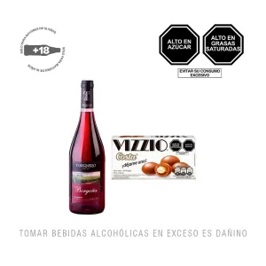 Pack (1 Vino Tabernero Semi Seco Borgoña 750 m + 1 Chocolate Vizzio)