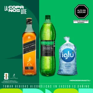 Pack (1 Whisky Johnnie Walker Black Label x 750 Ml + 1 Evervess x 1.5 Lt + 1 Hielo 1.5 Kg)