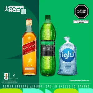 Pack (1 Whisky Johnnie Walker Red Label x 750 Ml + 1 Evervess x 1.5 Lt + 1 Hielo 1.5 Kg)