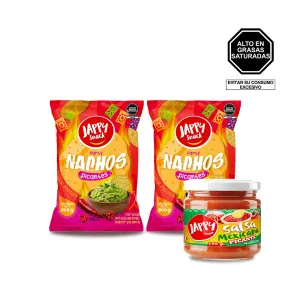 Pack (2 Nachos Jappy Snacks Picante 200 Gr + 1 Salsa Mexicana Picante Jappy Snack 195 Gr)