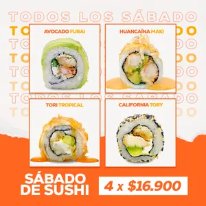Sábado de sushi 4 rolls x $16.900