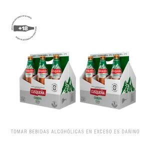 Pack (2 Cerveza Cusqueña Cero Sin Alcohol Trigo Six Pack Botella x 310 ml)