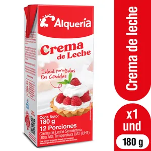 CREMA DE LECHE ALQUERIA SEMIENTERA X 180 GRS TETRAPACK
