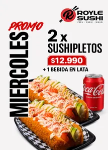 2 sushipletos a eleccion + bebida en lata