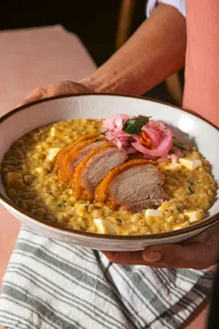 Trigo Guisado con Panceta al Cilindro