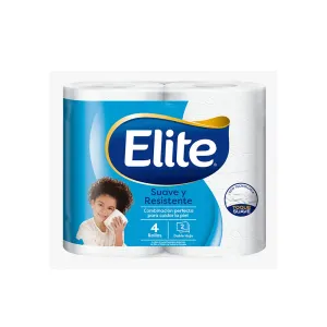 Papel Higiénico Elite Suave y Resistente Doble Hoja x 4 und