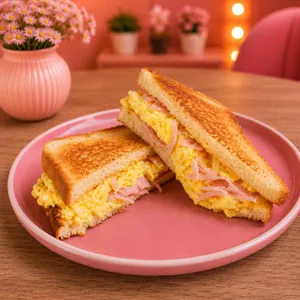 Sándwich de huevo con jamón