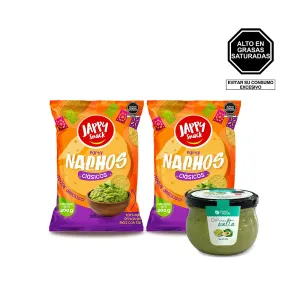 Pack (2 Nachos Jappy Snacks Original 200 Gr + 1 Salsa Dip Con Palta Casa Verde Frasco 180 Gr)