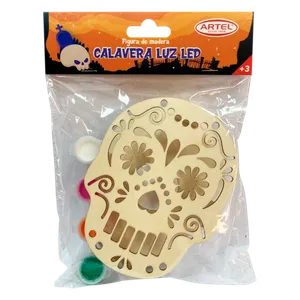 Figura madera Calavera luz led