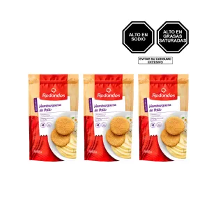Pack (3 Hamburguesa de Pollo Redondos Bolsa x 14 und)