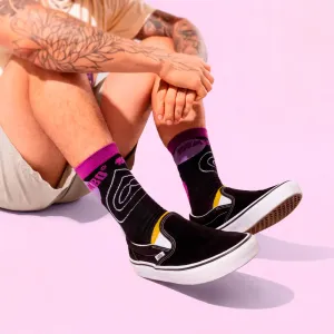 Medias Tambo De Algodón Talla Estándar Negro Con Amarillo X 1 Par