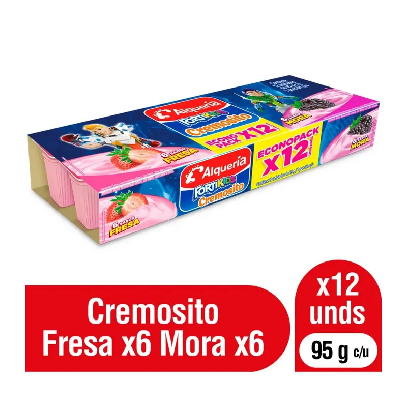 12 ALIMENTO LACTEO FORTIKIDS ALQUERIA CREMOSINO X 95 GRS SURTIDO 12 ALIMENTO LACTEO FORTIKIDS ALQUERIA CREMOSINO X 95 GRS SURTIDO