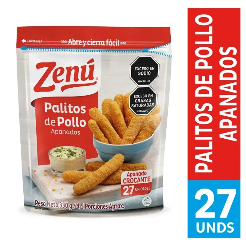 PALITOS DE POLLO ZENU APANADOS X 330 GRS