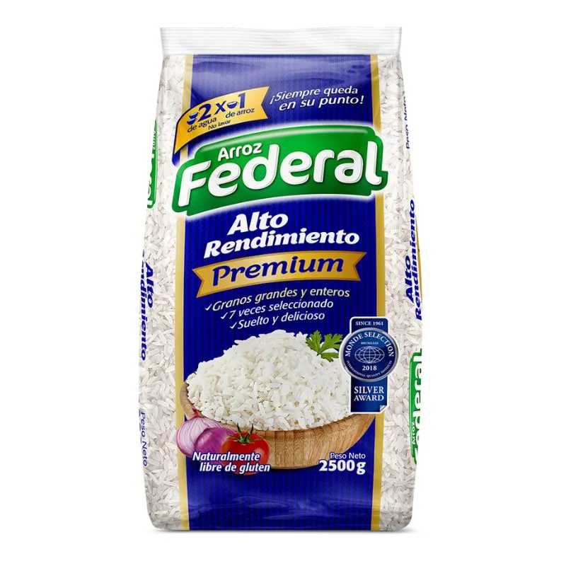 Arroz premium federal alto rendimiento x 2500 grs