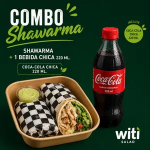 Menu Shawarma + 1 Bebida Chica 220 Ml. Eleccion O Agua Con O Sin Gas