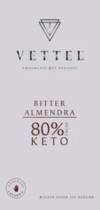 Barra Keto Almendra 80% Cacao 50 Gramos