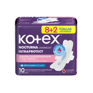 TOALLAS  FEMENINAS KOTEX NOCTURNA 10UNI