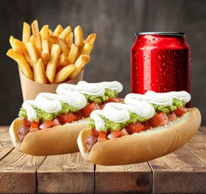 2 Vienesas italianas + papa frita individual + bebida en lata 350ml