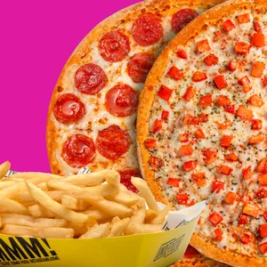Promo de dos pizzas clásicas más acompañamiento