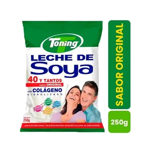 Leche de soya toning 40 y tantos original x 250 grs colageno