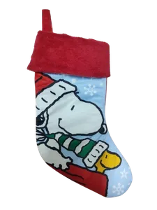 Bota Navideña de Terciopelo - SNOOPY CELESTE