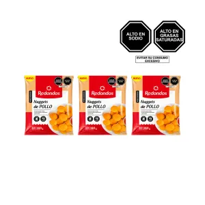 Pack (3 Nuggets de Pollo Congeladas Redondos Bolsa x 10 und)