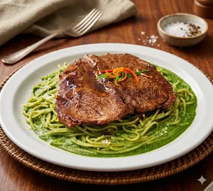 Tallarines Verdes con Filete de Pollo