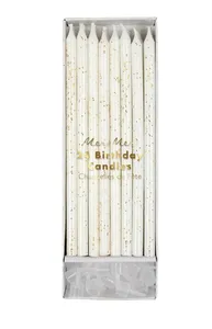 Velas Blancas con glitter dorado por unidad