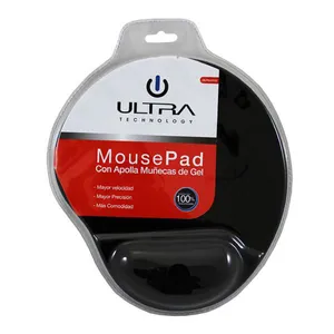 Mouse pad negro con gel apoya muñecas