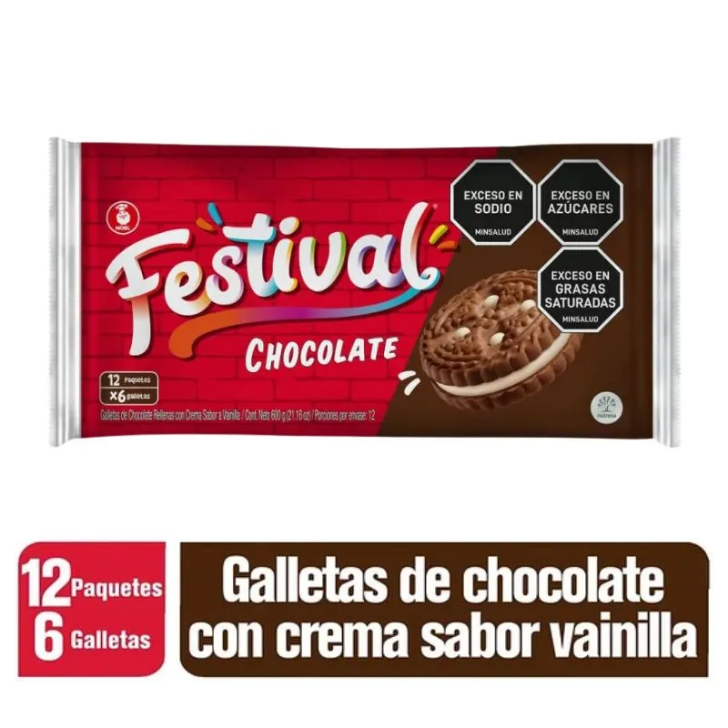 GALLETAS FESTIVAL CHOCOLATE X 12 PAQUETES X 6 UNIDADES GALLETAS FESTIVAL CHOCOLATE X 12 PAQUETES X 6 UNIDADES
