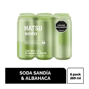 Sixpack soda hatsu sandia y albahaca x 310 ml lata
